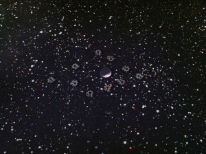 An asteroid field with a dwarf planet.
